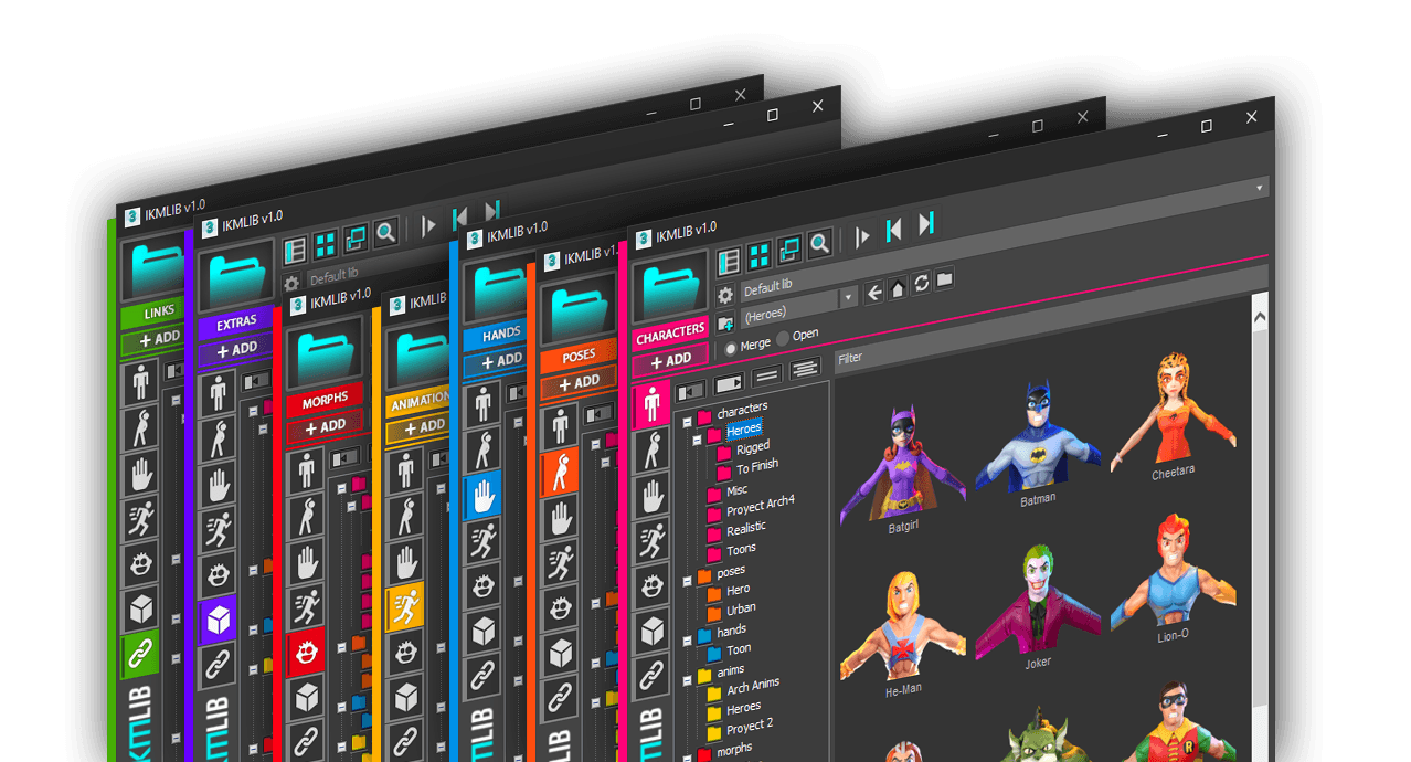 IKMLIB toolbar in 3ds Max
