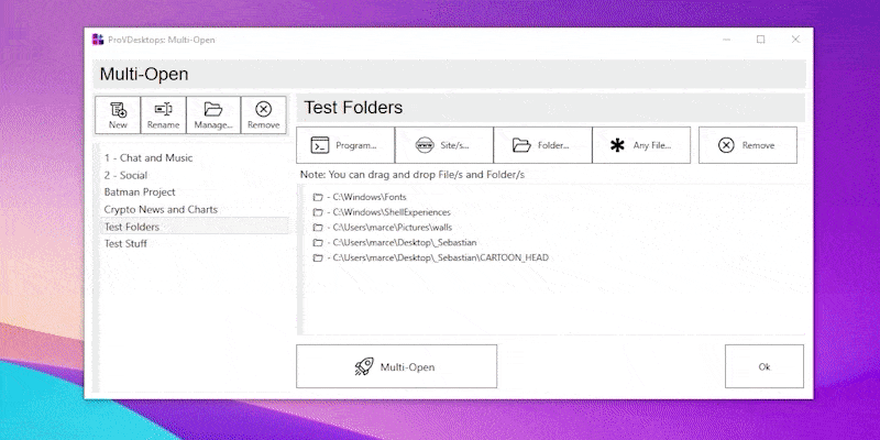 ProVDesktops multi open